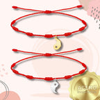 Pack 2 Pulseras 7 Nudos con Yin Yang - Regalo San Valentín Pareja - Acero acabado