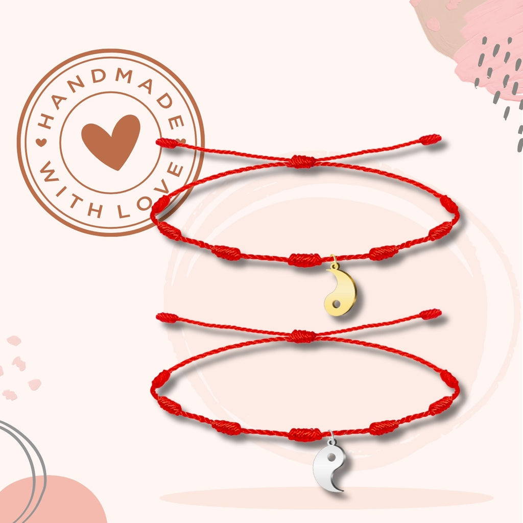 Pack 2 Pulseras 7 Nudos con Yin Yang - Regalo San Valentín Pareja - Acero diseño