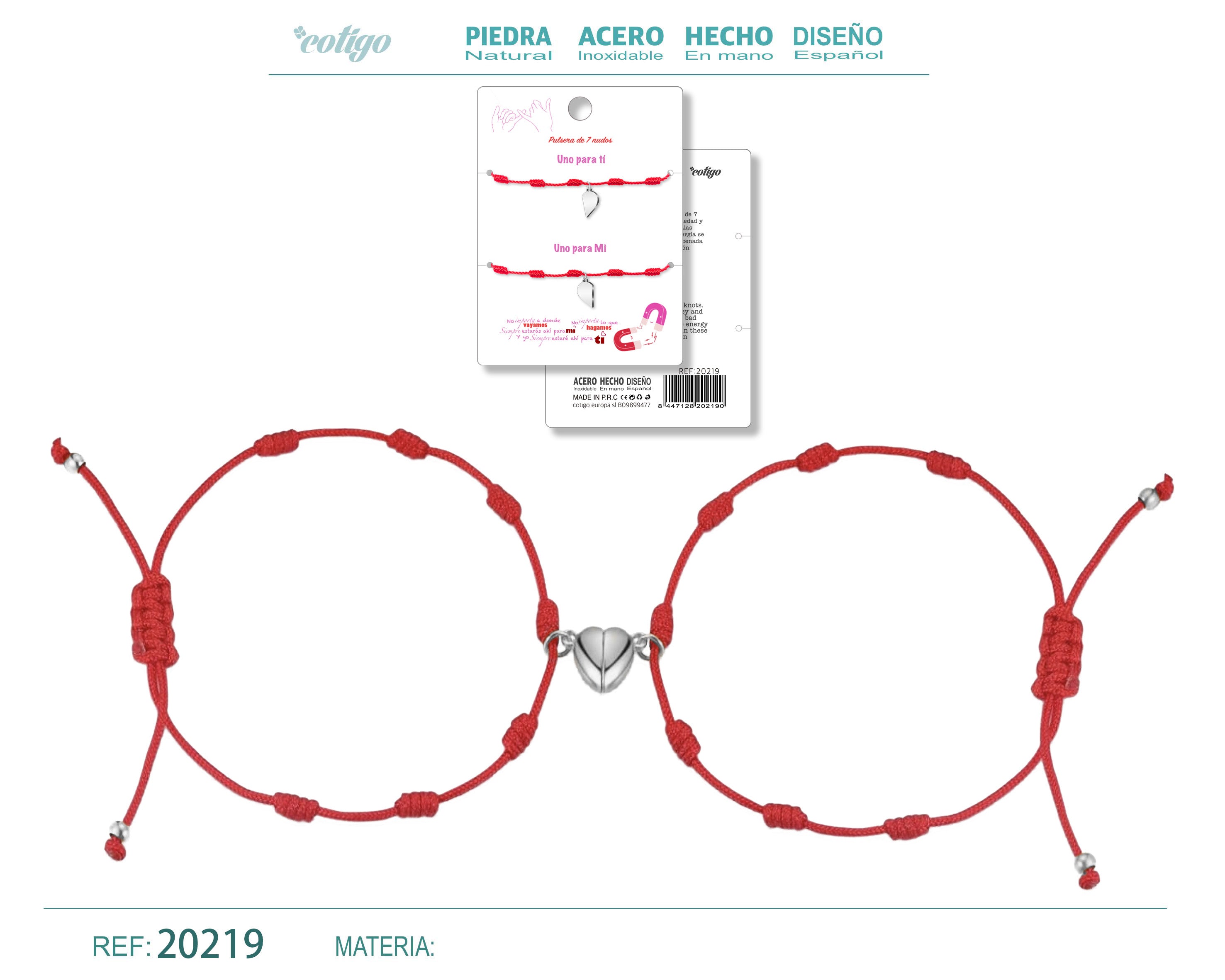 2 Pulsera 7 Nudos con Corzon Magnetico