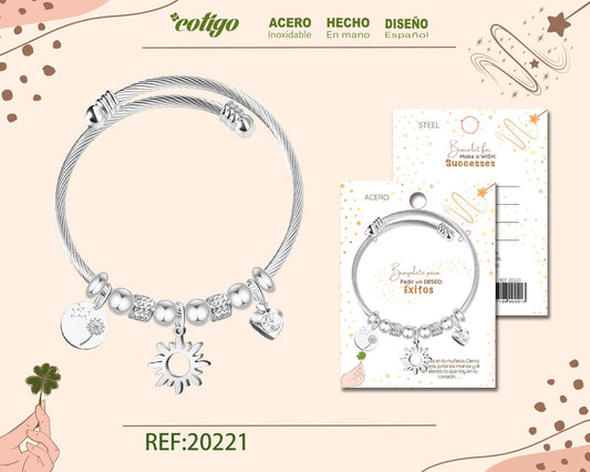 20221-Brazalete con Sol Acero para Deseo: EXITOS