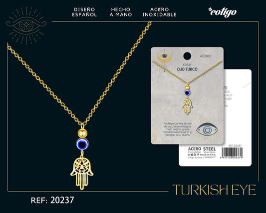 Collar Ojo turco Acero color Dorado