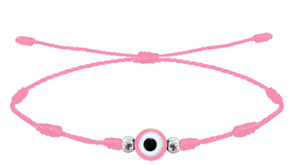 Pulsera 7 nudos Rosa con ojo Turco