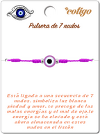 Pulsera de 7 Nudos Violeta con Ojo Turco cotigo