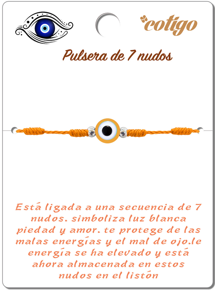 Pulsera de 7 Nudos Dorada con Ojo Turco cotigo