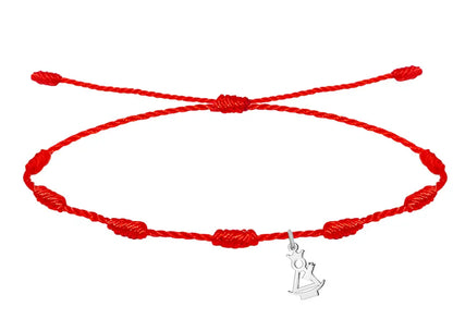 Pulsera roja 7 nudos con colgante virgen del remedio acero plateado amuleto contra mal de ojo y salud