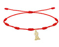 Pulsera de hilo rojo 7 nudos con charm de la Virgen de la Esperanza Macarena en acero dorado y diseño de filigrana