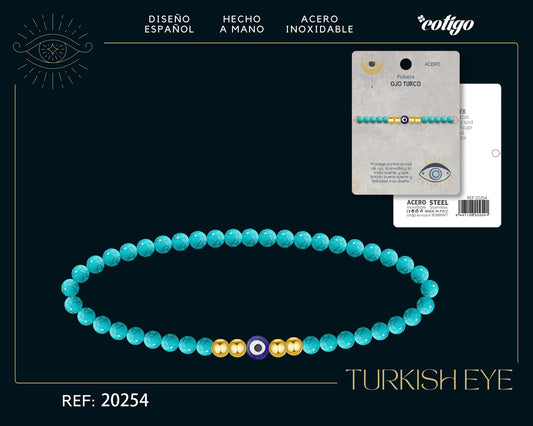 Pulsera Ojo turco con turquesa y Acero