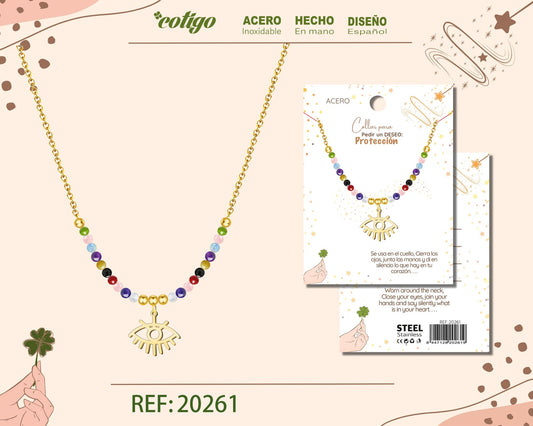 20261-Collar con Ojo turco Acero para Deseo: PROTECCION