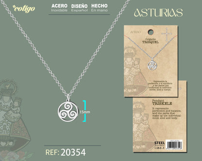 Colgante el Trisquel Acero Plateado