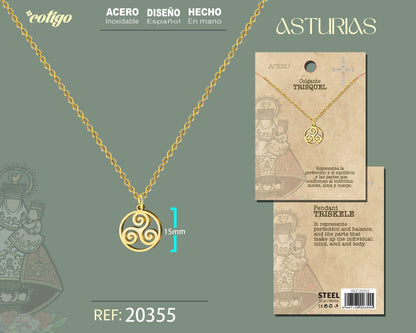 Colgante el Trisquel Acero Dorado