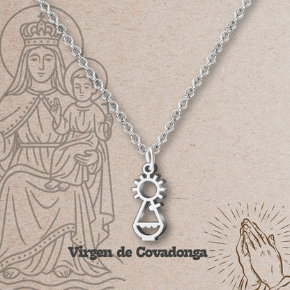 Collar Virgen de España Acero inoxidable, colgante Virgen del Pilar, Virgen de Rocío,Virgen de Covadonga