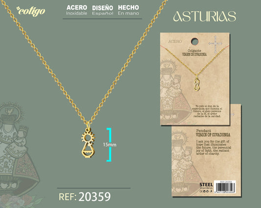 Colgante Virgen Covadonga Acero Dorado