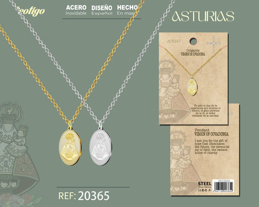 Colgante Virgen Covadonga Acero P y D