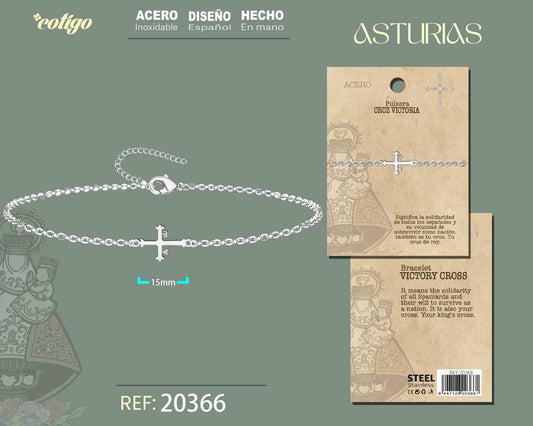 Pulsera Cruz de la Victoria Acero Plateado