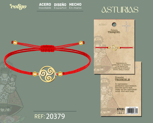 Pulsera Hilo encerado con Trisquel Acero Dorado