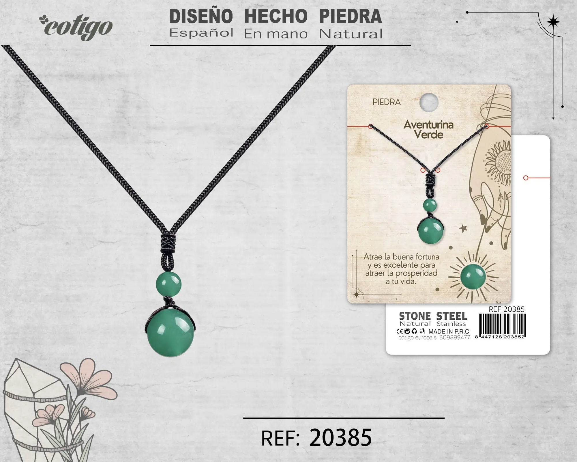 Colgante de Aventurina verde de bola 14mm - cotigo