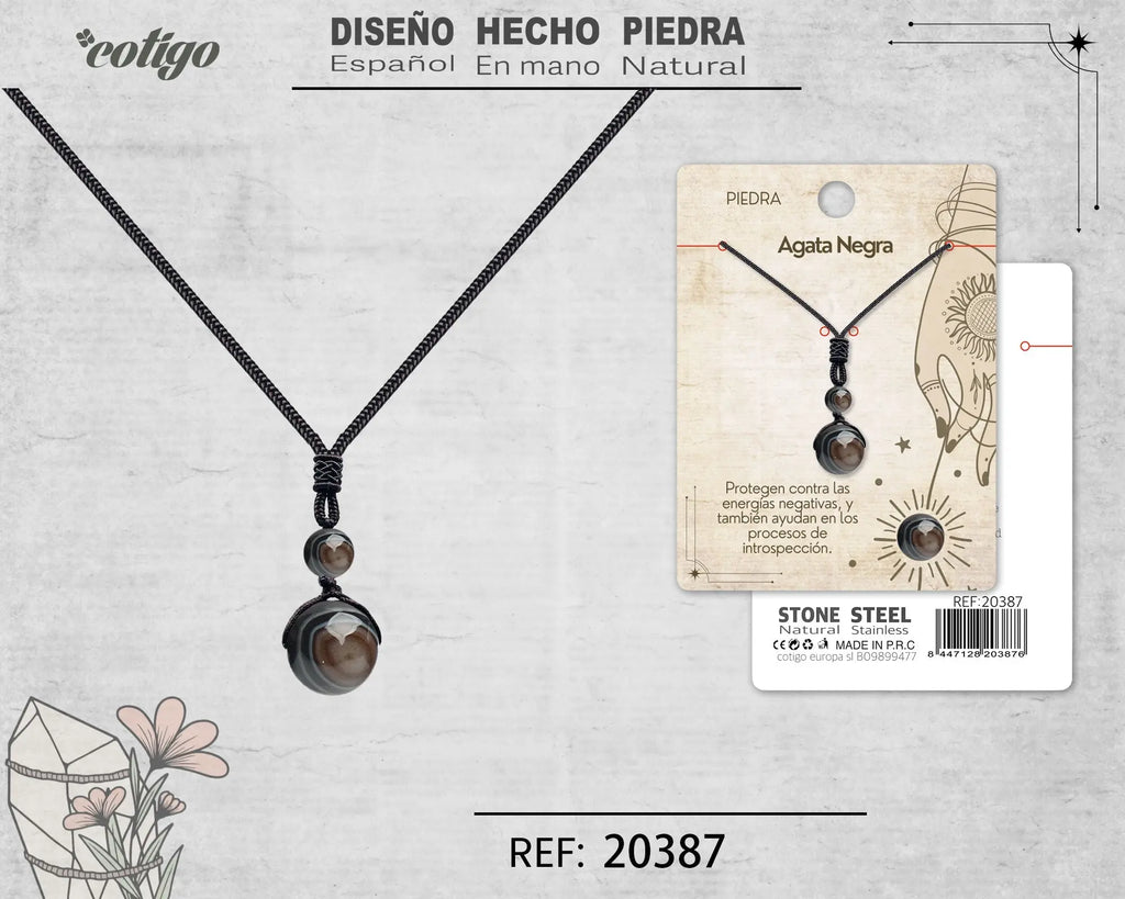 Colgante de Agata negra de bola 14mm - cotigo