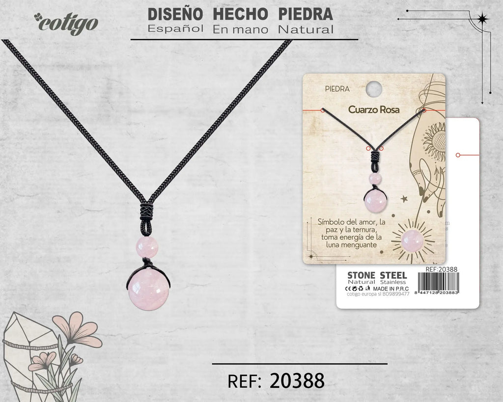 Colgante de Cuarzo de rosa de bola 14mm - cotigo