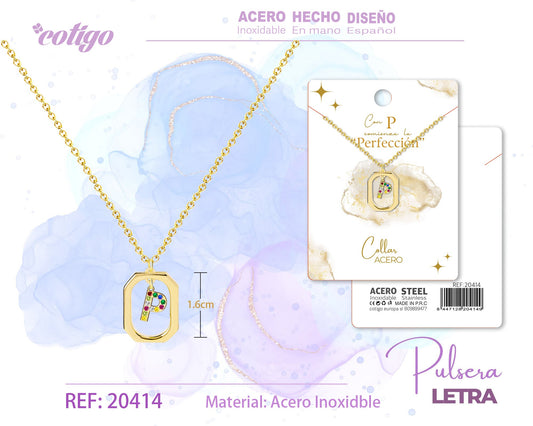 Collar Letra P Dorado con Ciconitas
