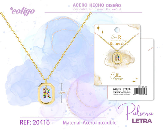 Collar Letra R Dorado con Ciconitas