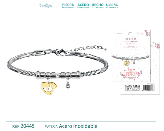 20445-Pulsera de Diploma Acero para Mejor Novia