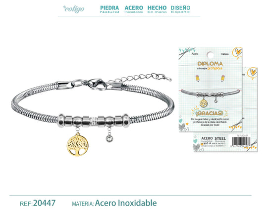 20447-Pulsera de Diploma Acero para Mejor Profesora
