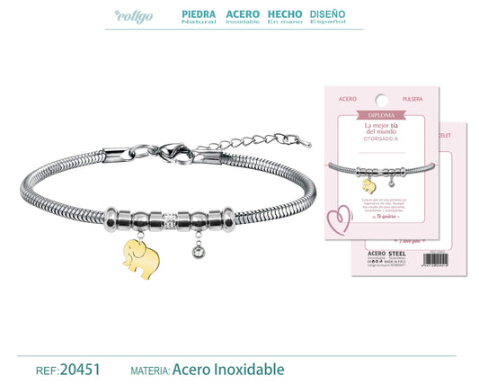 20451-Pulsera de Diploma Acero para Mejor Tia