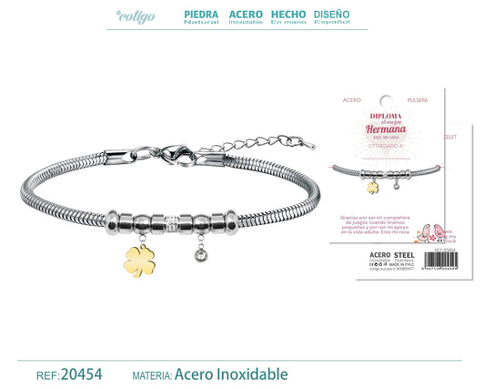 20454-Pulsera de Diploma Acero para Mejor Hermana
