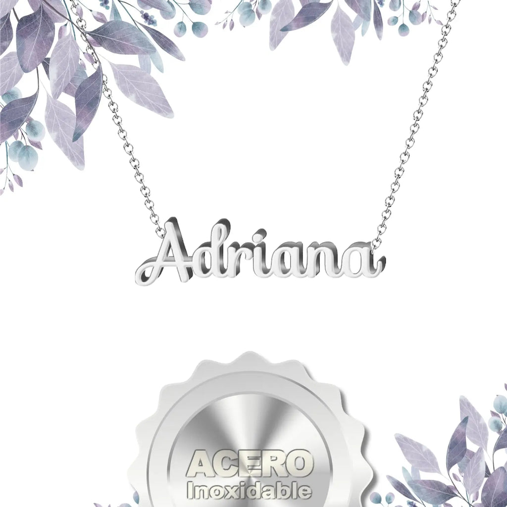 Collar Edición Nombre "adriana" - Acero Tono Plateado textura