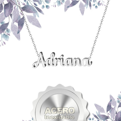 Collar Nombre  Adriana Acero color Plateado
