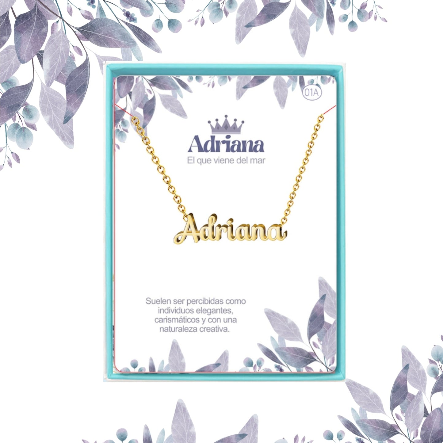 Collar Nombre  Adriana Acero color Dorado