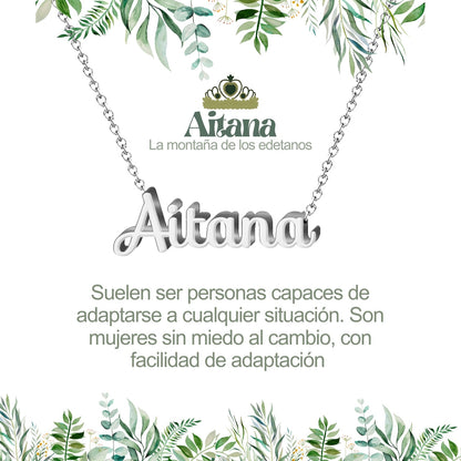 Collar Nombre  Aitana Acero color Plateado