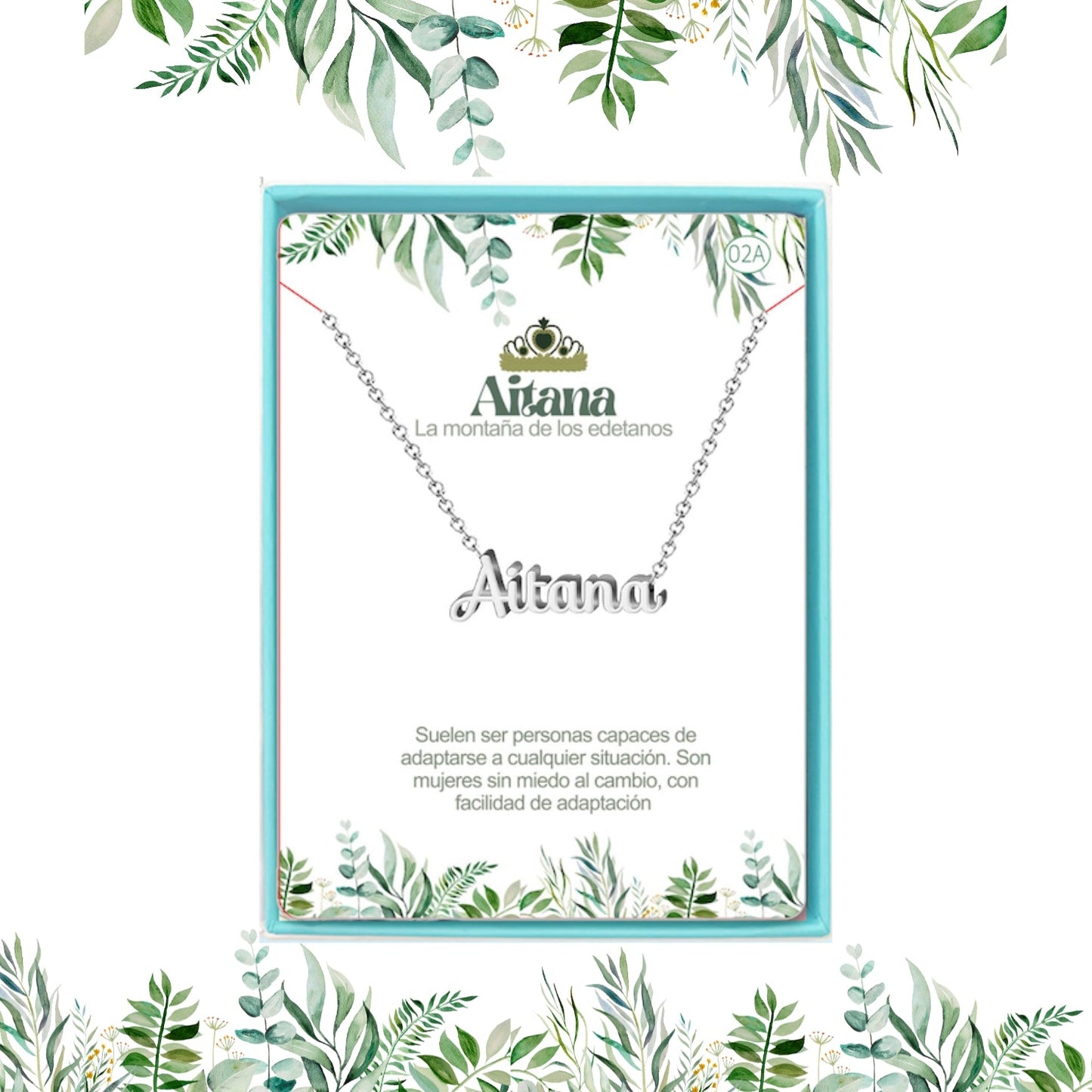 Collar Nombre  Aitana Acero color Plateado