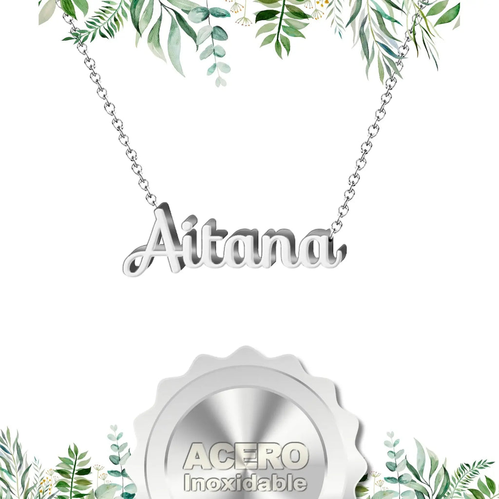 Collar Edición Nombre "aitana" - Acero Tono Plateado textura