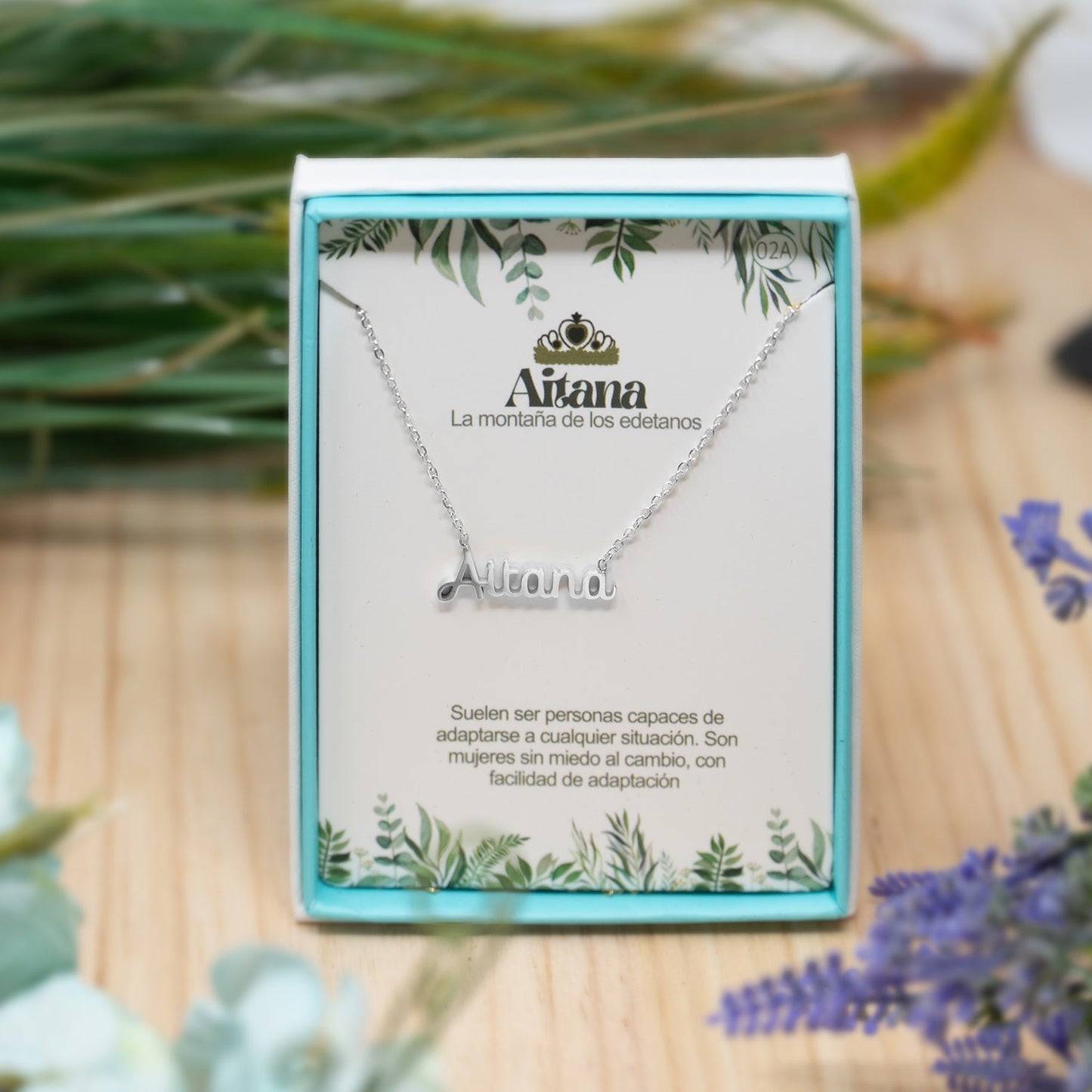 Collar Nombre  Aitana Acero color Plateado
