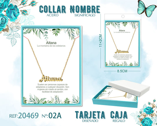 02A Collar Nombre- Aitana -Acero Dorado