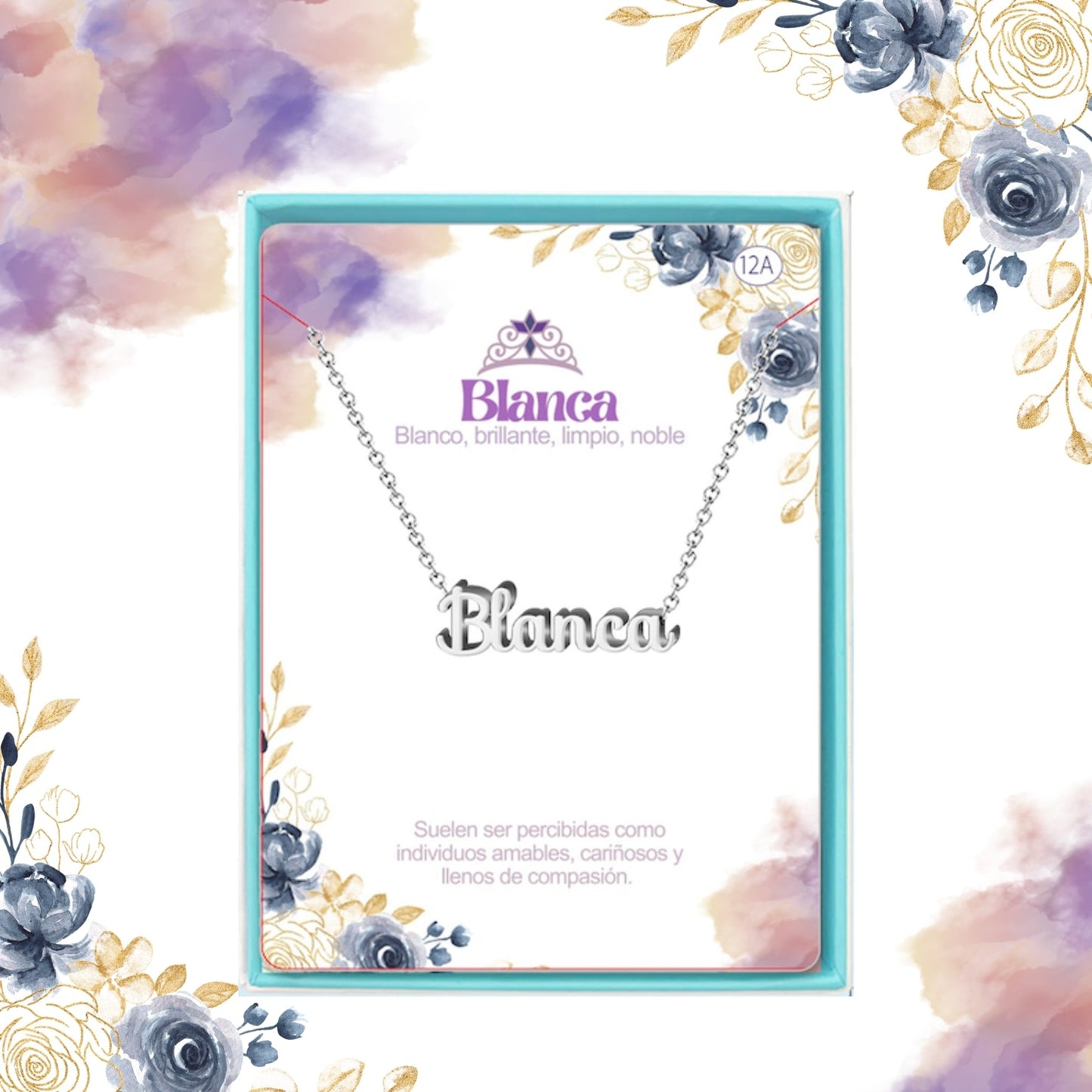Collar Nombre  Blanca Acero color Plateado
