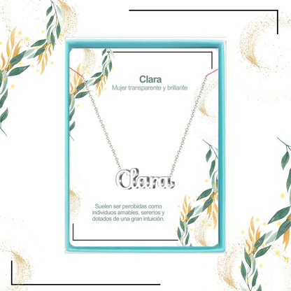 Collar Nombre  Clara Acero color Plateado