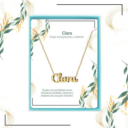Collar Nombre  Clara Acero color Dorado