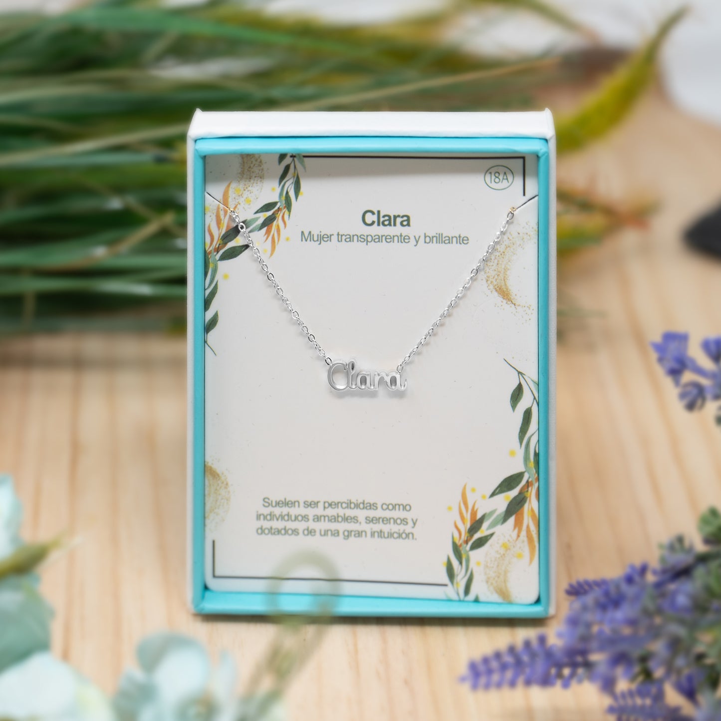 Collar Nombre  Clara Acero color Plateado