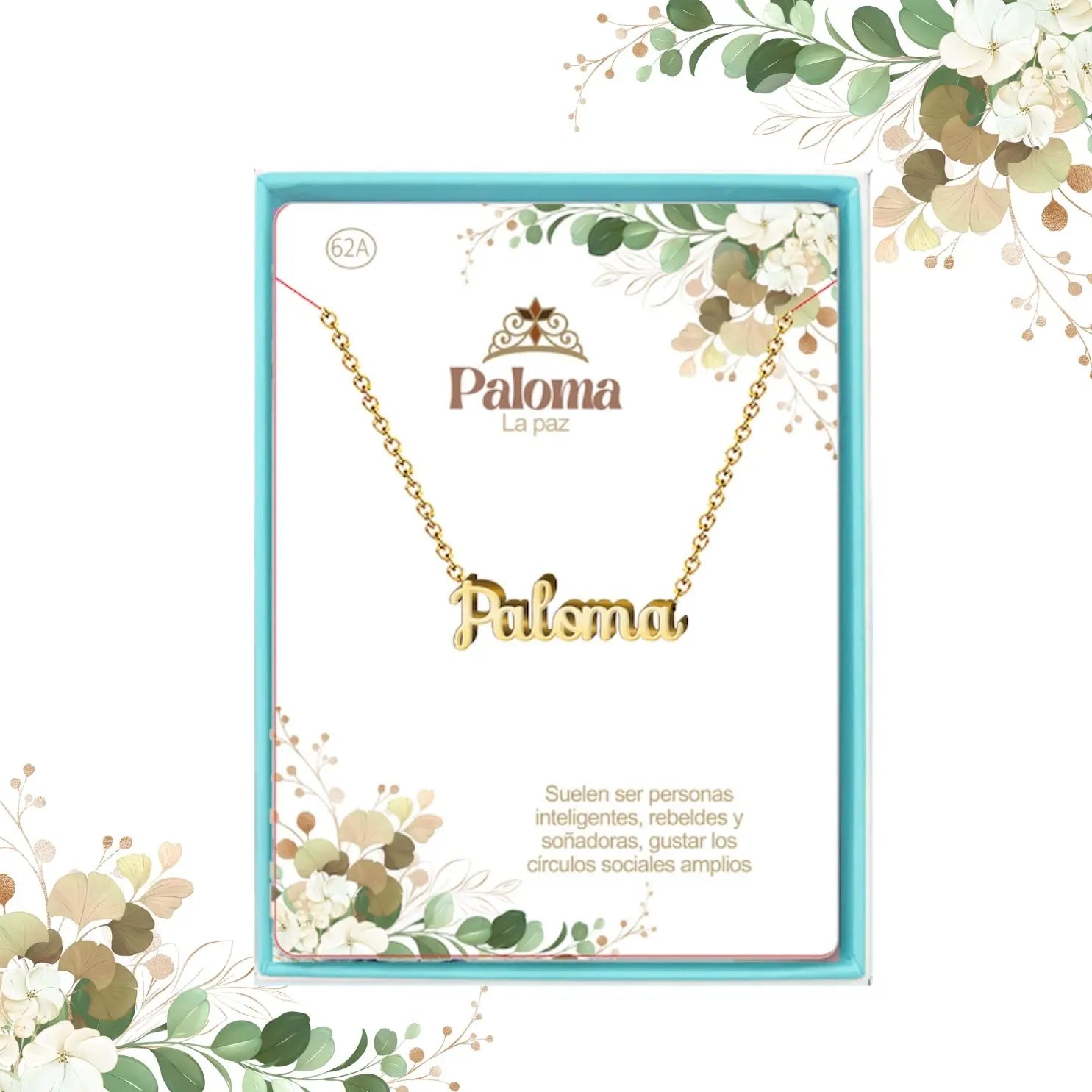 Collar con Nombre Paloma - Acero Inoxidable Dorado - cotigo