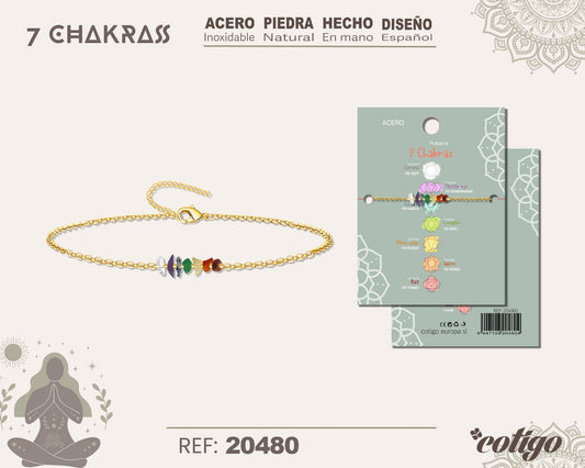 Pulsera 7 Chakras con piedra natural y Acero