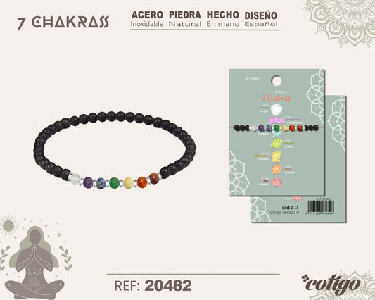 Pulsera 7 Chakras con piedra natural y Acero