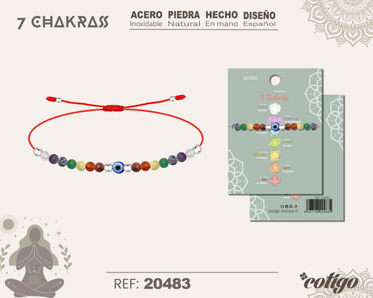 Pulsera 7 Chakras con piedra natural y Acero