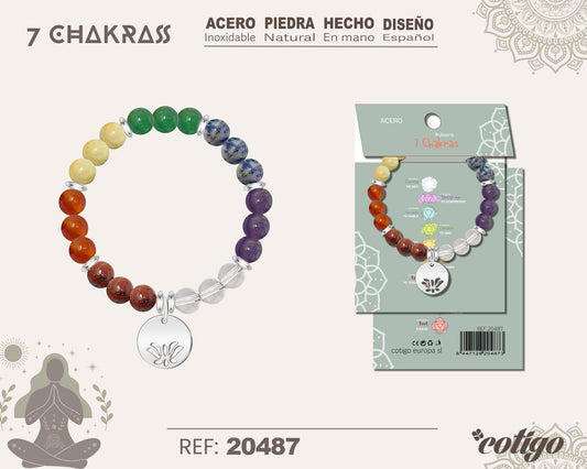 Pulsera 7 Chakras con piedra natural y Acero