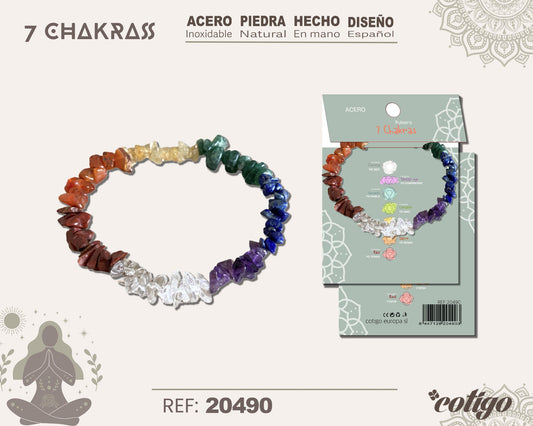 Pulsera 7 Chakras con piedra natural y Acero