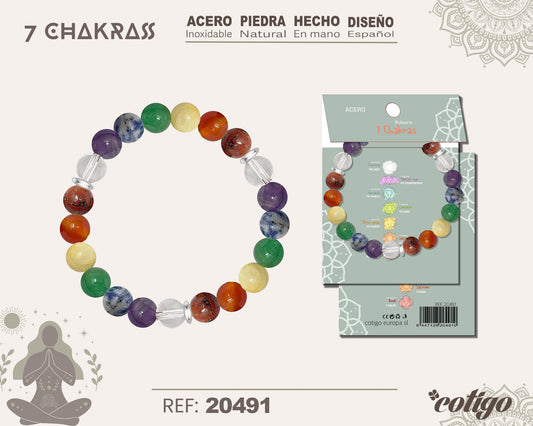 Pulsera 7 Chakras con piedra natural y Acero