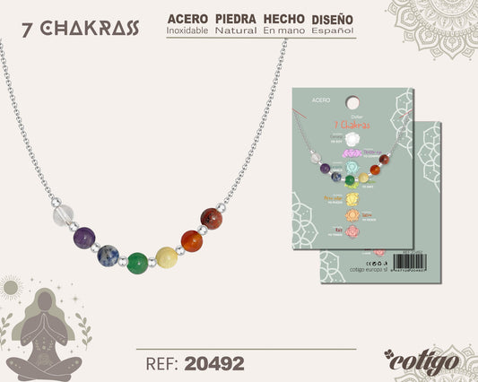 Collar 7 Chakras con piedra natural y Acero