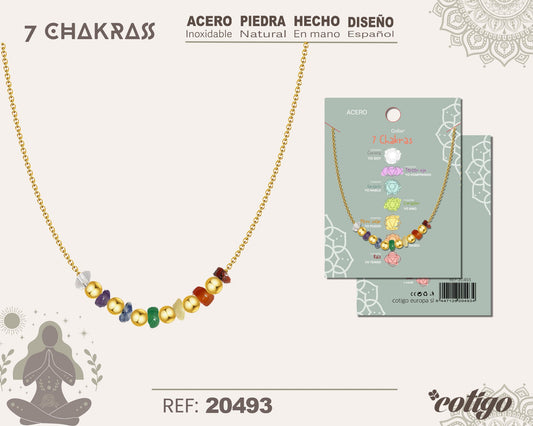 Collar 7 Chakras con piedra natural y Acero