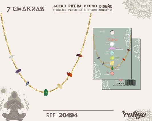 Collar 7 Chakras con piedra natural y Acero